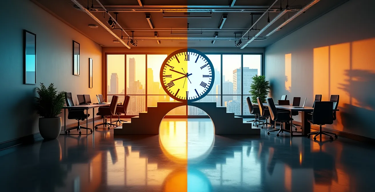 Zeitmanagement beim Karrierewechsel durch Brückenteilzeit visualisiert