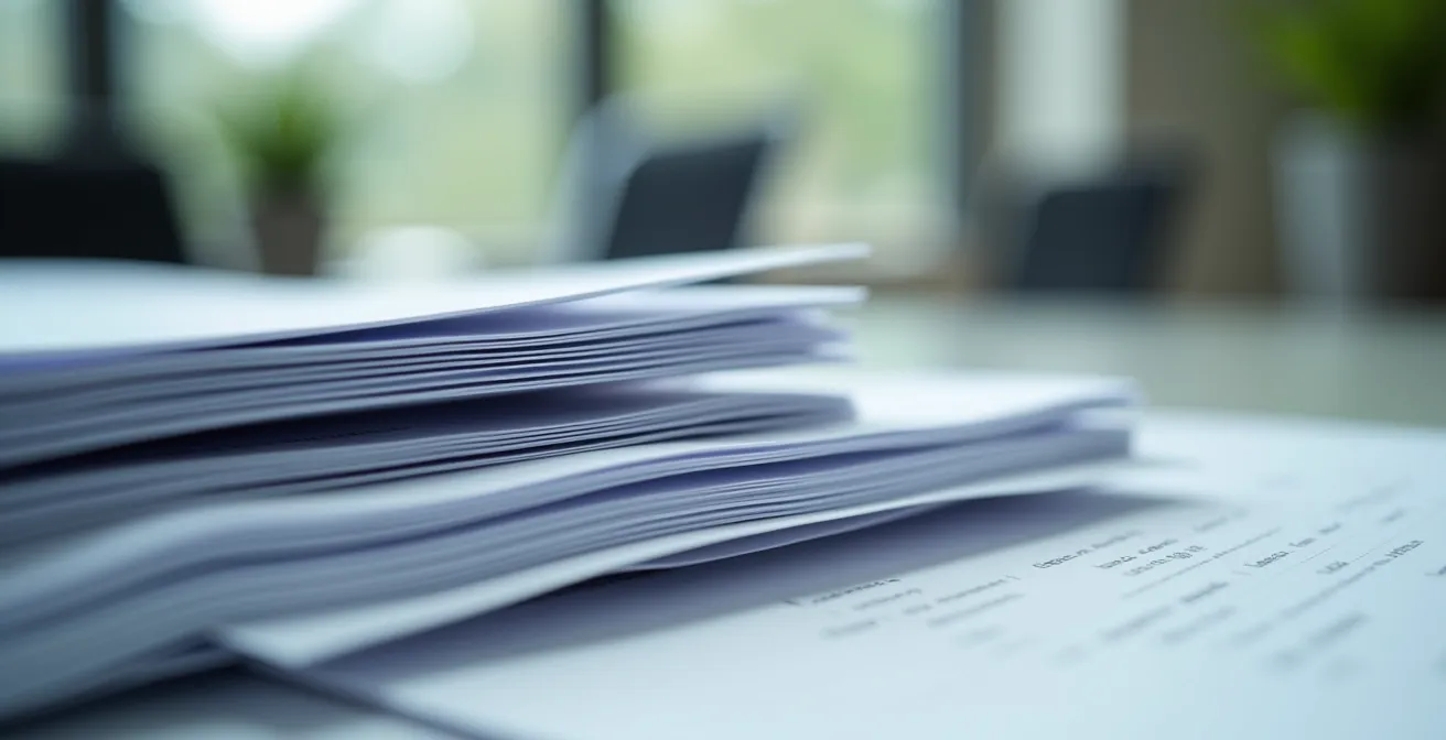 Ordentlich sortierte Dokumente und Atteste auf einem Schreibtisch für BAföG-Antrag
