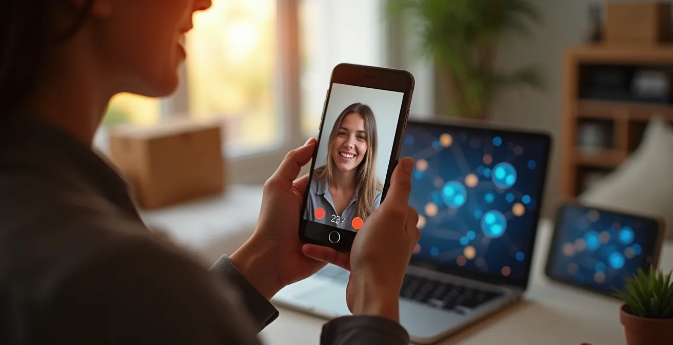 Person nutzt digitale Tools für Fernbeziehungen und soziale Kontakte