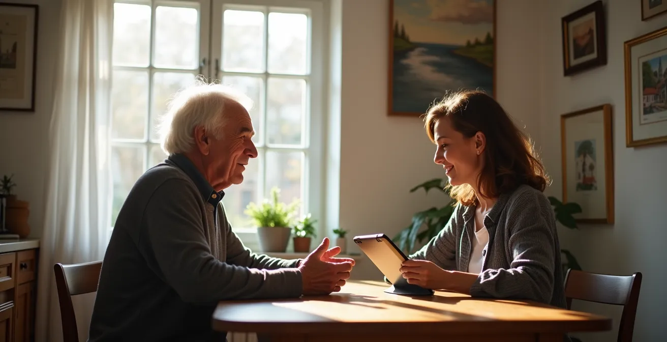 Zwei Generationen im Dialog über unterschiedliche Karrierevorstellungen in einem deutschen Zuhause