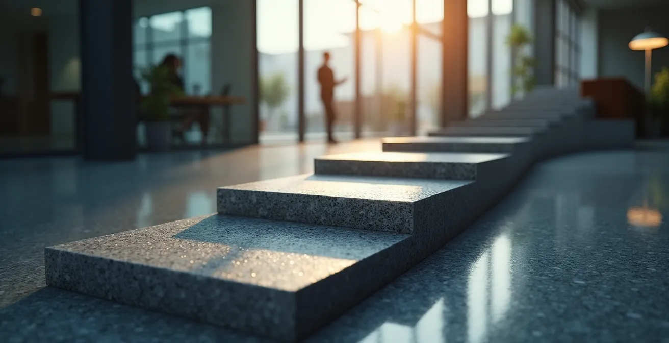 Eine Visualisierung der beruflichen Entwicklung durch verschiedene Stationen als aufsteigender Pfad.