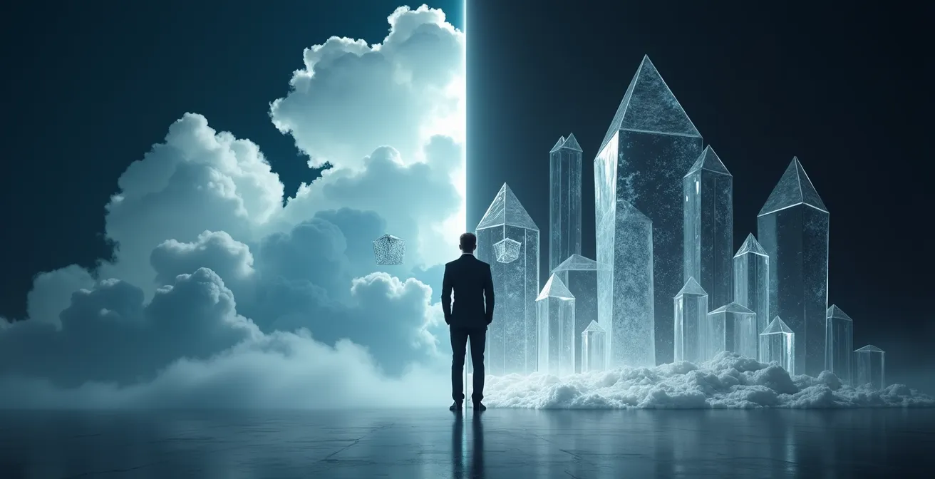 Manager prüft Datenschutz-Compliance bei KI-Nutzung im modernen Büro