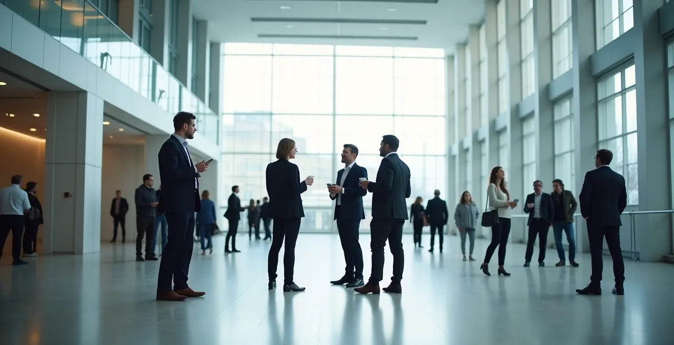 Professionelle Vernetzung auf deutscher Business-Konferenz mit diversen Fachexperten