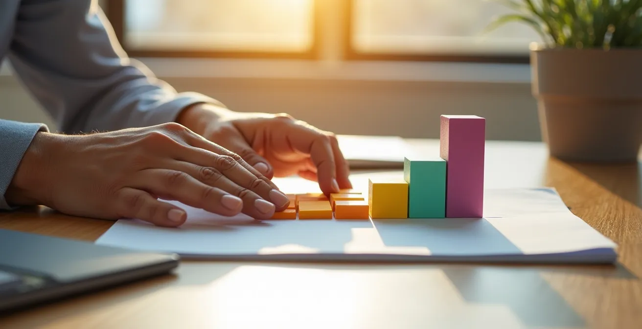 Kreative Visualisierung der Karriereplanung mit symbolischen Elementen für Zukunftsziele